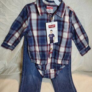 Wrangler Boy's 24M Long Sleeve Bodysuit and Jeans - New